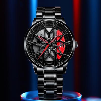 China Custom Nektom Day/Date BMVV car wheel watch men wrist quartz logo OEM/ODM spinning wheel watch for men for sale