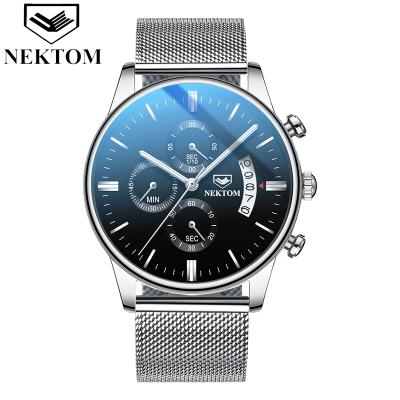 China Casual Day/Date Sport Quartz Watches For Men Fashion Chronograph Wrist Watch Luxury Leather Clock for sale