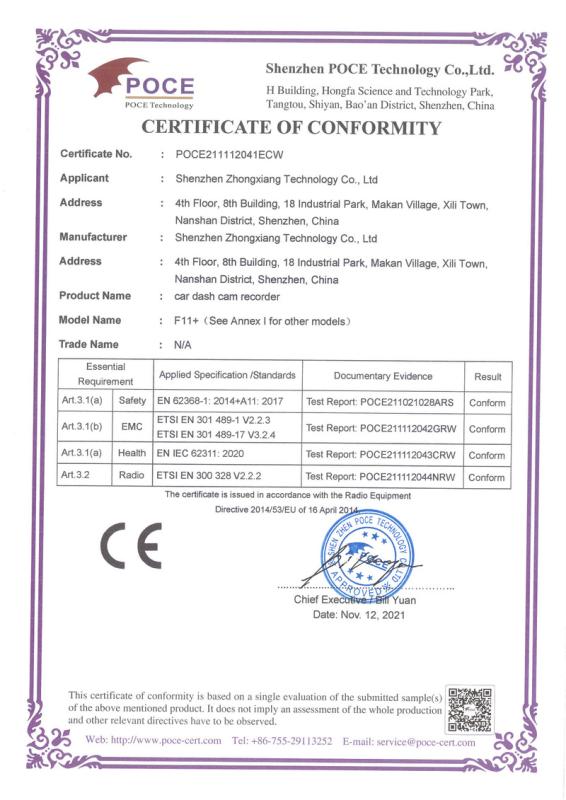 CE - Shenzhen Zhongxiang Technology Co., Ltd.