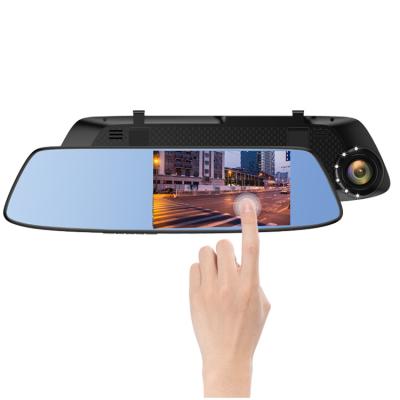 China 5 Inch Touch Screen Circular Dash Cam H.264 Rearview Mirror 1080p Hd Car Dvr Video Camera Driving Recorder Ce for sale