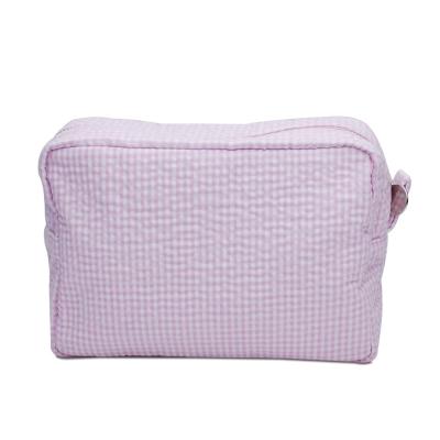 China Wholesale 100% cotton rose cotton seersucker cosmetic case bags cotton seersucker travel makeup bags DMA71858 for sale