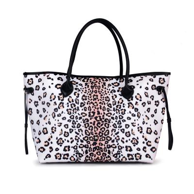 China NATIONAL Tote Bag Canvas Leopard Tote Shoulder Bags Women Overnight Large Beach Weekend Stuff Handbag DMA7874 for sale