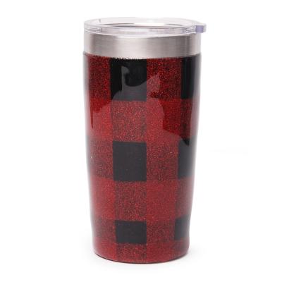 China Business Hot Pure Handmade Glitter Epoxy Tumbler Thermos Flask Mug SS 20oz Eco-friendly Red Lid DMA51172 for sale