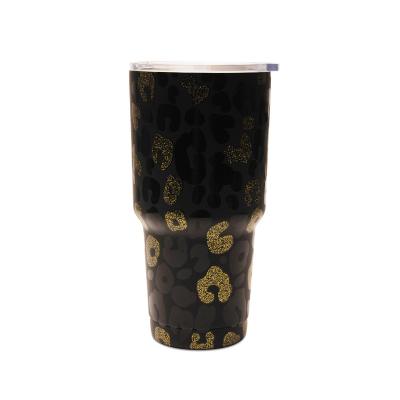 China Business Gold Leopard 30oz Stainless Steel Coffee Mug Double Walled Vacuum Insulated Tumblers DMA71175 for sale