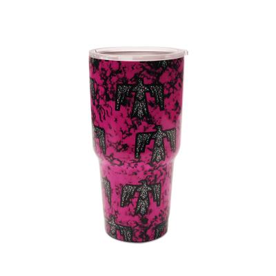 China 900ml Sustainable 30oz Insulated Beef Tumblers Mugs Cactus Floral Leopard Cup SS Slid Lid Thermos Mug DMA81175 for sale