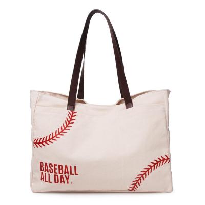 China 2021 NATIONAL Brand Baseball Shoulder Bag Designer Casual Travel Beach White Printing Sport Tote Bag DMA51477 for sale