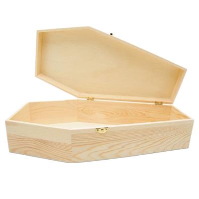 China Factory Wholesale Hot Selling Viable High Quality Hot Selling Halloween Decor Opens Small Wood Coffin Ring Box for sale