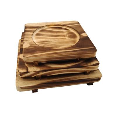 China Good Quality Sustainable Fashionable Professional Manufacturing Wooden Tripod Coaster Square Shaped Dining Table Serving Wooden Tripod for sale