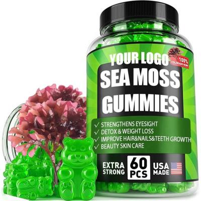 China immune & Anti-fatigue private label vegan sea moss gummies for immune system 60 counts seamoss and bladderwrack gummies for sale