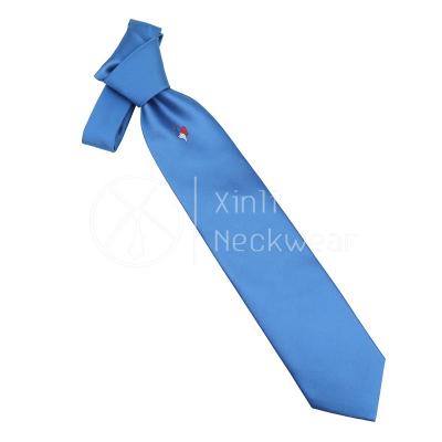 China 100% Polyester Handmade Cute Animal Plain Woven Embroidered Tie Blue Logo Rooster Custom Ties For Men for sale