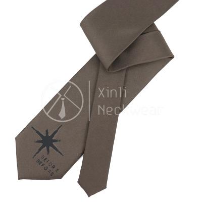 China 100% Handmade Logo Printed Tie High Quality Custom Made Brown Polyester Male Tie 8CM Widths From Shengzhou Manufacturer for sale