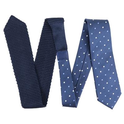 China Wholesale Custom Logo Polka Dot Special Necktie 100% Polyester Handmade Splicing Men's Knitted Ties for sale