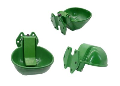 China 2L Capacity Cow Water Bowl Green Powder Coated With Brass Valve for sale