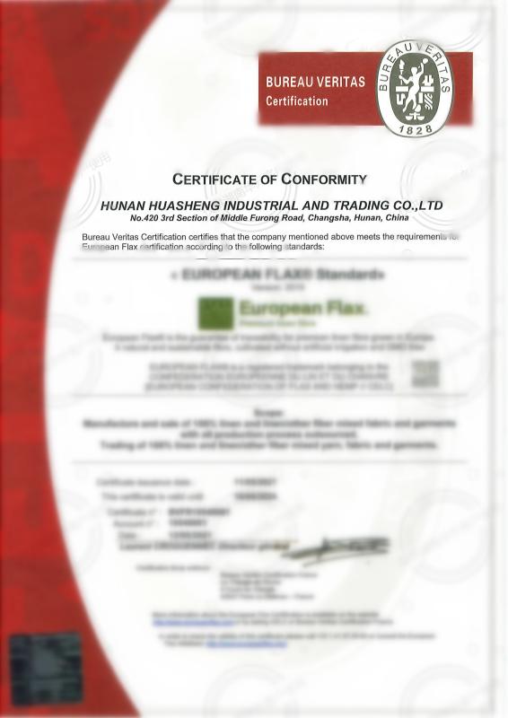 CERTIFICATE OF CONFORMITY - Hunan Huasheng Industrial & Trading Co., Ltd.