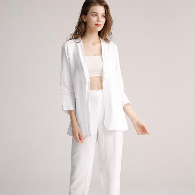 Chine Veste de la chemise de Placket des femmes de toile blanches ouvertes de coton à vendre