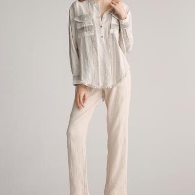 中国 Relaxiong 100%Linen Womens Pants Comfortable 販売のため