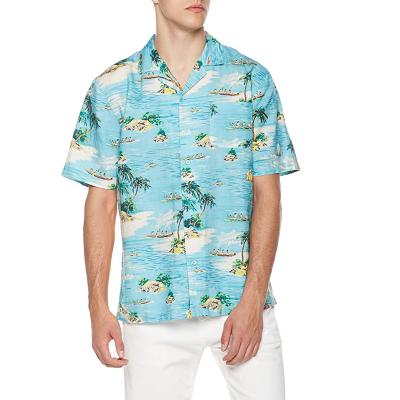 China Camisa havaiana ocasional tropical impressa de negócio do OEM das camisas da luva curto de linho dos homens à venda