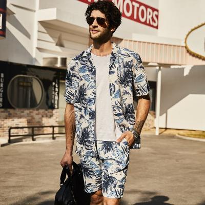 China Da frescura azul feita sob encomenda de linho das camisas havaianas de 100% botão tropical acima da camisa à venda