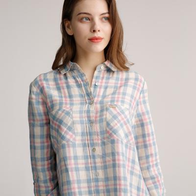 Chine La norme a adapté les dames de toile de 100% que la longue douille complète l'ODM vérifié de la chemise des femmes de Xs-Xxxl à vendre