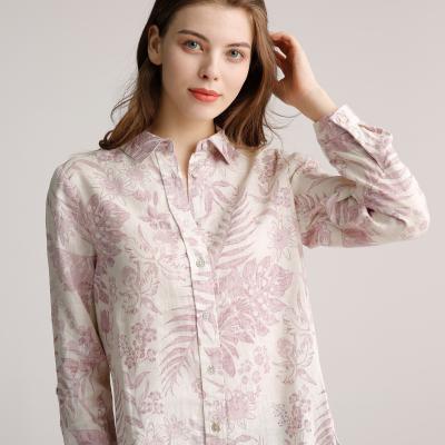 Cina Camicia femminile della chiusura del bottone del polsino dell'abbigliamento di tela casuale esile di misura della primavera doppia in vendita