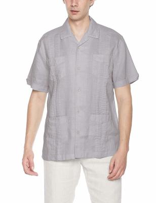 China Dos homens curtos da luva de Guayabera do Ramie tamanho 100% cubano da camisa Xs-Xxxl à venda