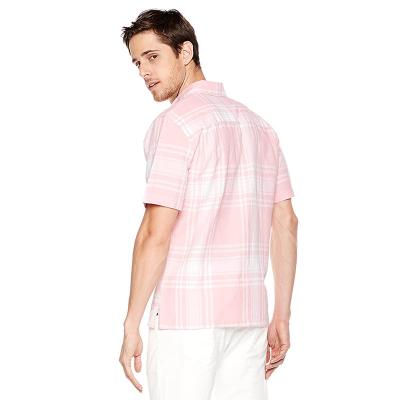 China 45% Cotton light Pink Check Shirt Mens Standard Fit Open Placket With Buttons for sale