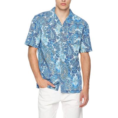 China Relaxed Fit Mens Casual Short Sleeve Shirts 48% Cotton Vintage Aloha Style for sale