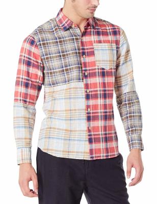 China La tela escocesa de la mezcla comprobó las camisas de lino casuales para hombre XS~XXXL con algodón del 48% en venta