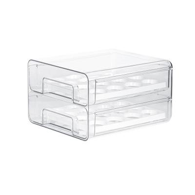 China 32 Grids Egg Storage Container Wholesale Box Transparent Egg Rack Stored With Removable Tray Drawer for sale