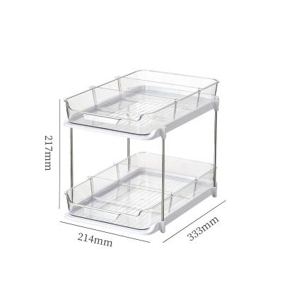 China Viable Under Sink Organizer 2-Tier Sliding Cabinet Basket Organizer Drawers Under Sink Organizers and Storage Bathroom Cabinet for sale