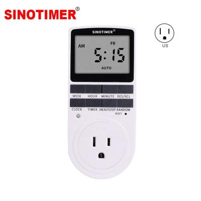 China 7 Days 24 Hours US Time Switch LCD Display Digital Super Weekly Programmable Digital Power Wall Plug-In Timer Switch Outlet Time Clock 110V AC Outlet for sale