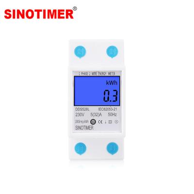 China 230V 50Hz AC 230V 50Hz Din Electric KWH Meter Single Phase LCD Digital Display Two Wire Power Energy Wattmeter DDS528L for sale