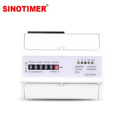 China Durable Three Phase KWH Meter AC 380V 5-100A DIN Analog Mechanical Rail Counter Rack DDS578C for sale