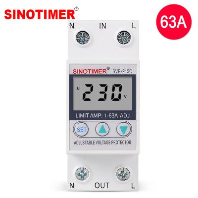 China Under/Over Voltage Over Current Protection Single Phase 230V LCD Digital Display Voltage Surge Protector Two Wire Adjustable Relay With Current Limit Protection for sale