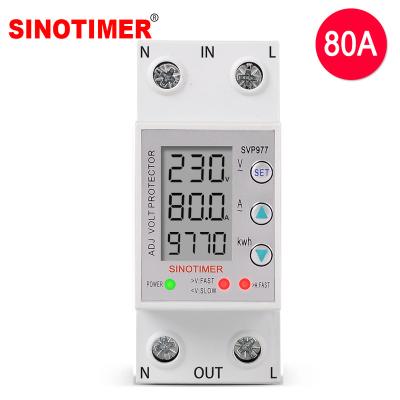 China Under/Heavy Load 230V HD LCD Display Adjustable Voltage Current Portector Auto Overvoltage Protection 80A Reconnect Voltage Portector Relay With Power Meter for sale