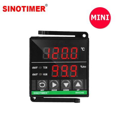 China MINI Size Digital Temperature Humidity Control Controller with 3M Cable and Sensor, 1 Temperature and 1 Humidity Relay Output MH0348 for sale