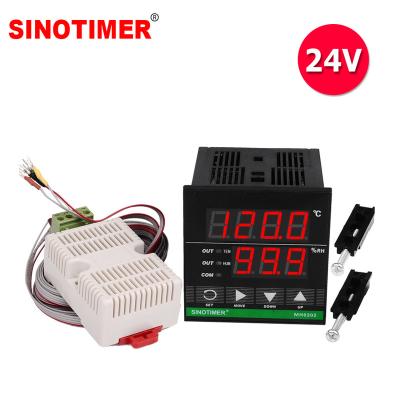 China High Precision Intelligent Power Supply 24V Digital Temperature And Humidity Controller Thermostat With Sensor MH0302-24V for sale