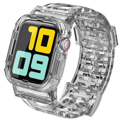 China For Apple Watch 6/5/4/3/2/1/SE AhaStyle TPU Transparent Apple Watch Bands With Rugged Bumper Case for sale