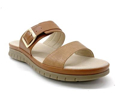 China Stylische offene Zehen Flachsandalen Gummisohle Material für Damen zu verkaufen