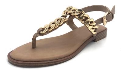 Chine Fermeture à boucle Sandals plates pour femmes avec semelle en caoutchouc en cuir à vendre