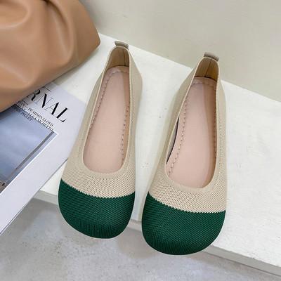 China Slip On Flat Ballerina Sneakers, Feminino Ballet Flat Sneakers com material superior de couro à venda