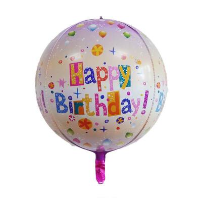 China Party Self Inflatable Helium Balloon 22 Inch 4D Happy Birthday Foil Balloon for sale