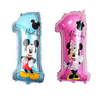 China Party new Mickey Number Balloon Large 30 inch number 1 birthday decoration foil balloon for sale