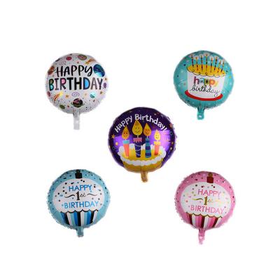 China Party 18 Inch Round Shaped Happy Birthday Cake Helium Foil Pink Blue Balloons For 1st Birthday Party for sale