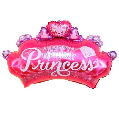 China Pink Diamond Crown/Gift Toy Foil Balloon Party Decorations For Girls Happy Birthday Decoration Princess First Birthday Balloons for sale