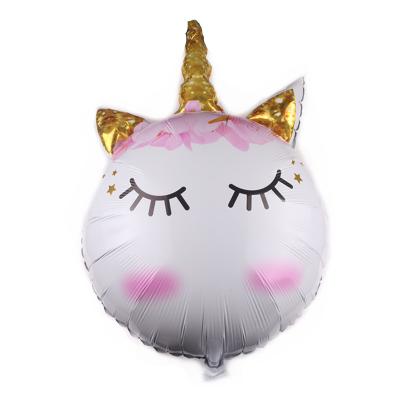 China New large size unicorn head party cartoon balloon kid's birthday party decoration foil balloon for sale