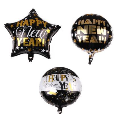 China Party Round Shaped 18 Inch Star Foil Balloon Happy New Year Helium Balloons For Party Decoration for sale