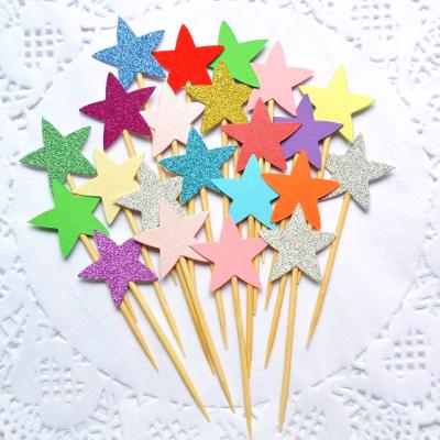 China Party Decoration Star and Heart Shaped Glitter Party Cupcake Toppers Cake Decoration for Kids Birthday for sale