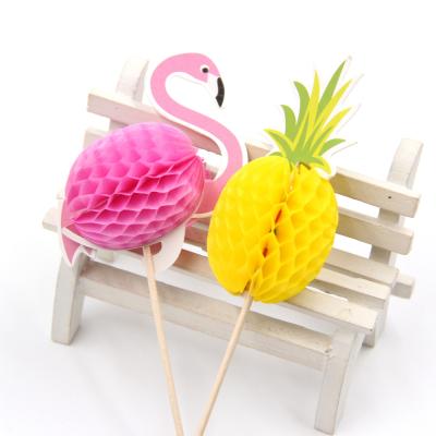 China Party Decoration Flamingo Cupcake Toppers Birthday Pineapple Cake Topper Party Decoration For Kids Birthday Wedding for sale