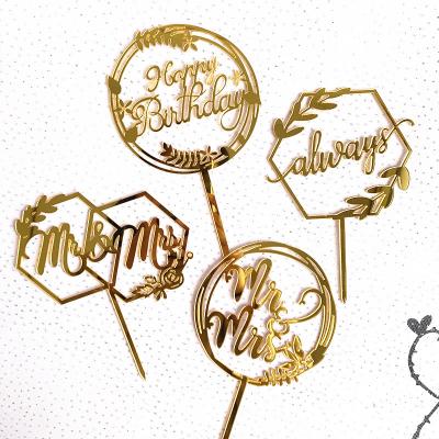 China mr&mrs always plastic cake topper wedding cake toppers acrylic gold decoration cake toppers for sale